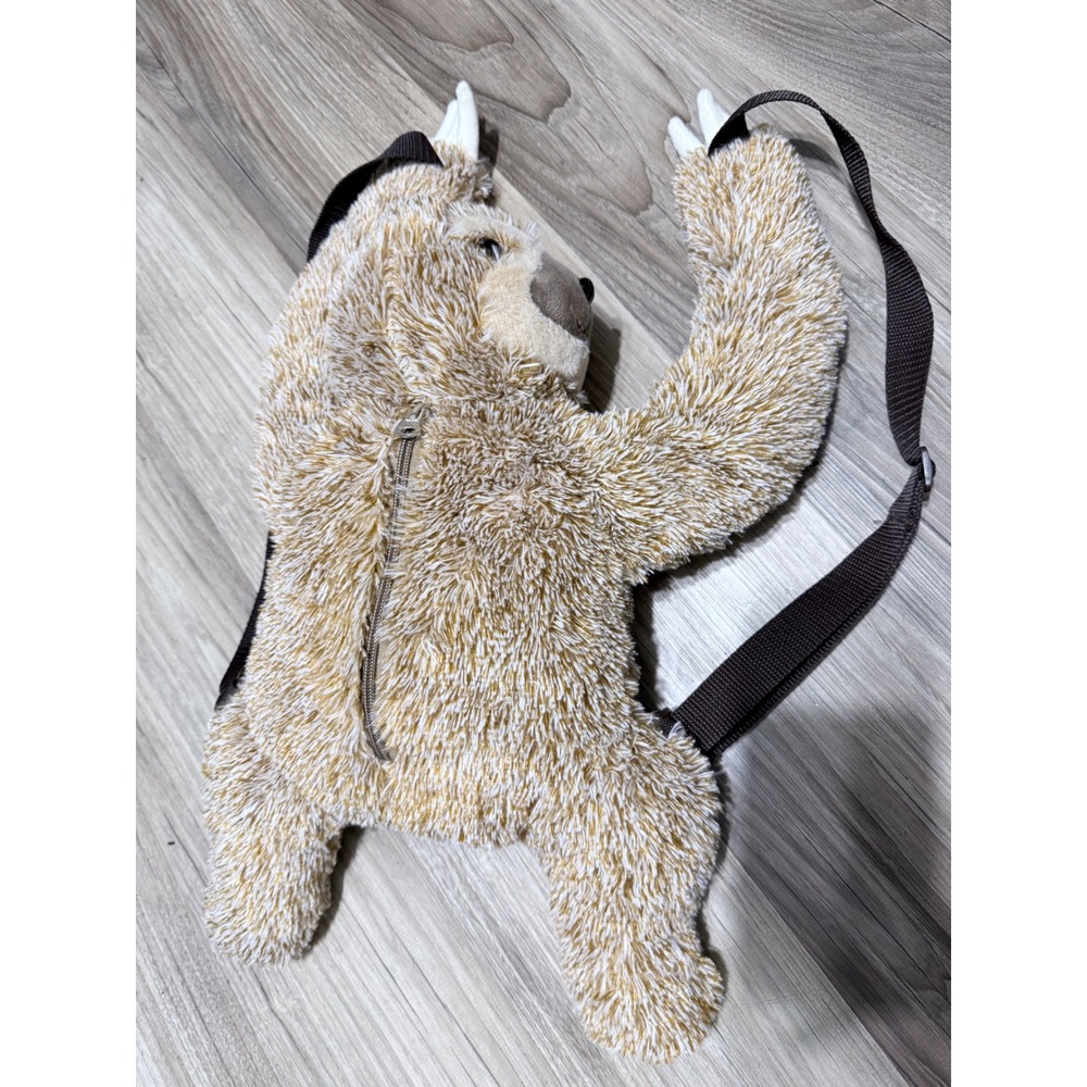 Hobby Lobby Plush Sloth Backpack Brown Shaggy Faux Fur Novelty Animal Bag 17in